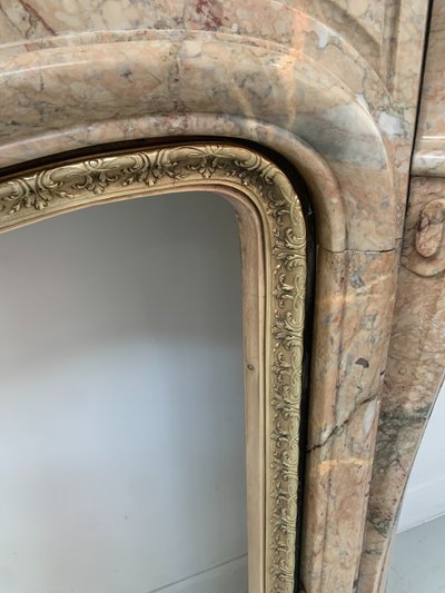 Louis XV style mantel in red Breche marble XIX century