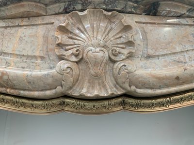 Louis XV style mantel in red Breche marble XIX century