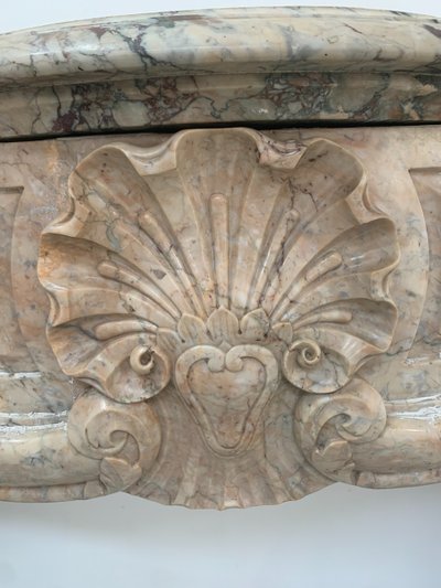Louis XV style mantel in red Breche marble XIX century