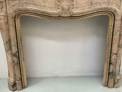 Louis XV style mantel in red Breche marble XIX century