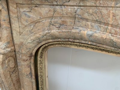 Louis XV style mantel in red Breche marble XIX century