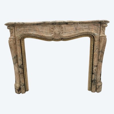 Louis XV style mantel in red Breche marble XIX century