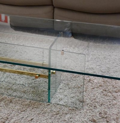 Table De Salon Verre Et Laiton Circa 1960