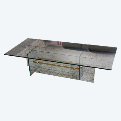 Table De Salon Verre Et Laiton Circa 1960