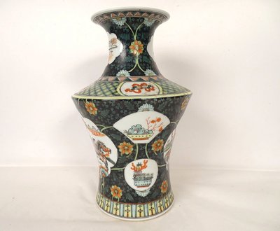 Chinese vase Porcelain Characters Horses General Flowers China Early XXth century