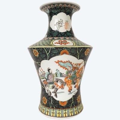 Chinese vase Porcelain Characters Horses General Flowers China Early XXth century