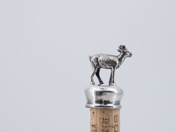 Bouchon De Bouteille Orné En Argent Massif, XIXe Siècle