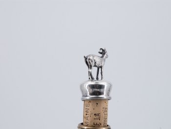 Bouchon De Bouteille Orné En Argent Massif, XIXe Siècle