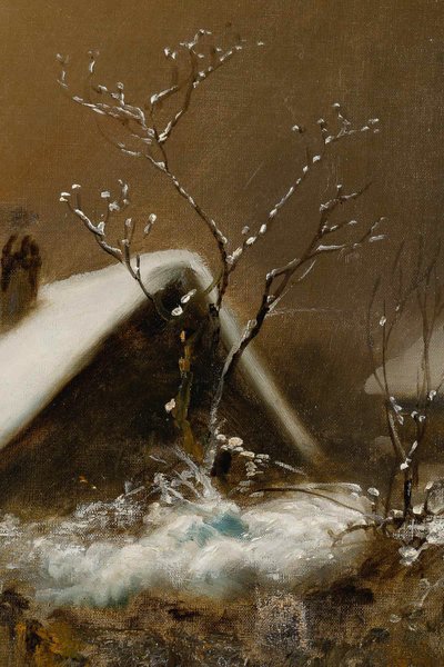 Théodore Levigne (1848-1912) Dorf im Schnee Öl auf Leinwand Ende des 19. Jahrhunderts