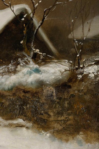 Théodore Levigne (1848-1912) Dorf im Schnee Öl auf Leinwand Ende des 19. Jahrhunderts