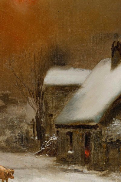Théodore Levigne (1848-1912) Dorf im Schnee Öl auf Leinwand Ende des 19. Jahrhunderts
