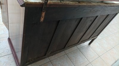 Louis XVI 2-section sideboard in mahogany veneer and precious wood marquetry