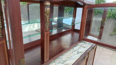 Louis XVI 2-section sideboard in mahogany veneer and precious wood marquetry