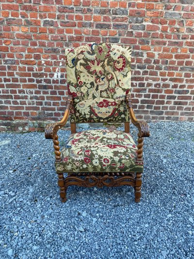 Sessel Im Louis XIII-Stil Aus Eiche Circa 1900/1930