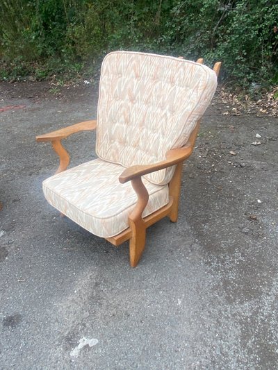 Guillerme Et Chambron , Paire De Fauteuils S En Chêne , Edition Votre Maison, Circa 1970