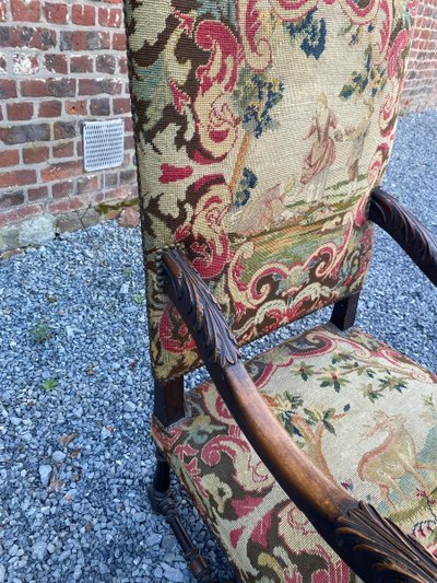 Eichenholz-Sessel im Stil Louis XIII, ca. 1900/1930