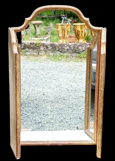 Ancien grand miroir triptyque doré 