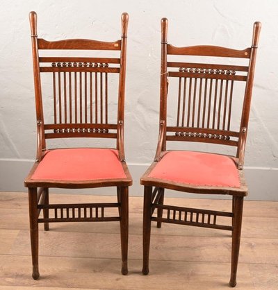 Pair of Large Oak Chairs, Thonet Type, Austria, 19th Century