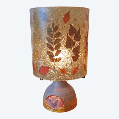Ancienne Lampe Accolay abat jour inclusion résine/années 1960