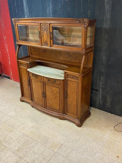 Gauthier-poinsignon & Cie , Großes Jugendstil-Buffet Aus Mahagoni Und Ulmenholz Circa 1900