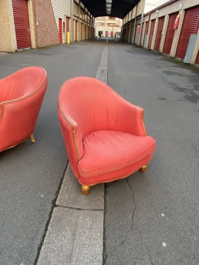 3 Chauffeuse in legno dorato Art Déco 1920/1930 circa