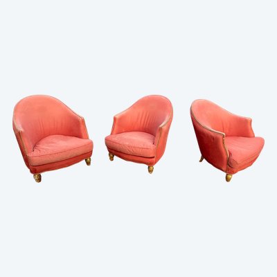 3 Chauffeuse in legno dorato Art Déco 1920/1930 circa