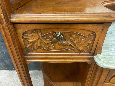 Gauthier-poinsignon & Cie , Art Nouveau Mahogany And Elm Burr Sideboard Circa 1900