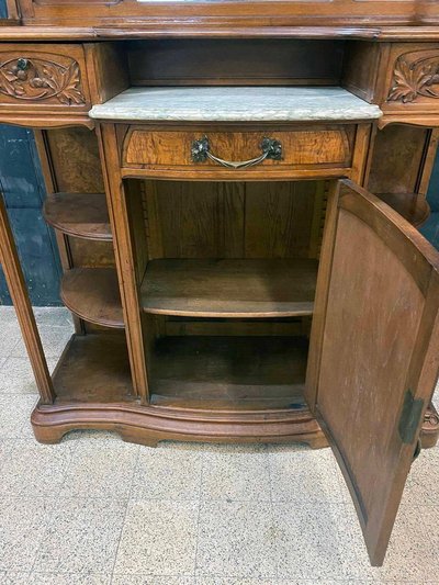 Gauthier-poinsignon & Cie , Art Nouveau Mahogany And Elm Burr Sideboard Circa 1900
