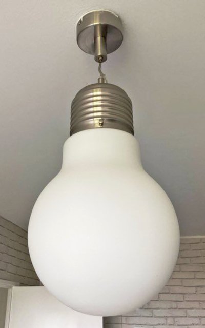 Giant light bulb pendant by Agemob International, 1980s