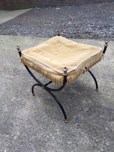 Tabouret Curule En Métal Laqué Circa 1950/1960
