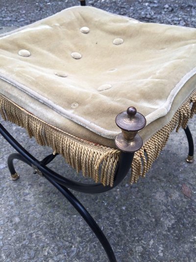 Tabouret Curule En Métal Laqué Circa 1950/1960