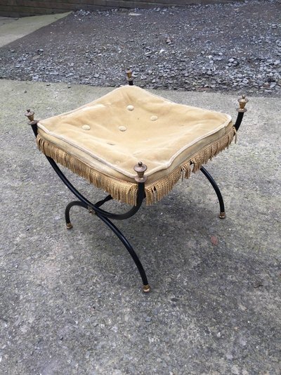 Tabouret Curule En Métal Laqué Circa 1950/1960