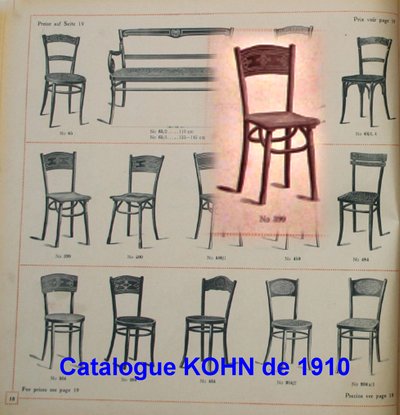 2 KOHN N°399 caned chairs, circa 1910, No Thonet