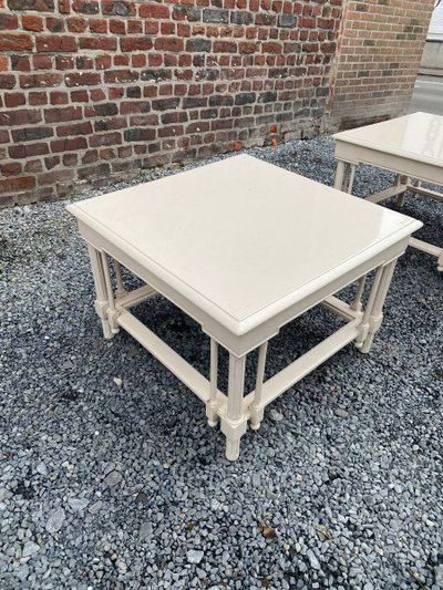 Paire De Grandes Tables d'Appoint En Bois Laqué De Style Néo Classique, Maison Et Jardin, 1970