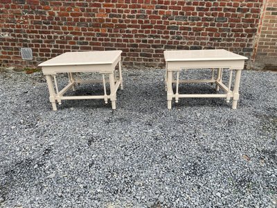Paire De Grandes Tables d'Appoint En Bois Laqué De Style Néo Classique, Maison Et Jardin, 1970