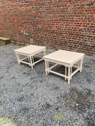 Paire De Grandes Tables d'Appoint En Bois Laqué De Style Néo Classique, Maison Et Jardin, 1970