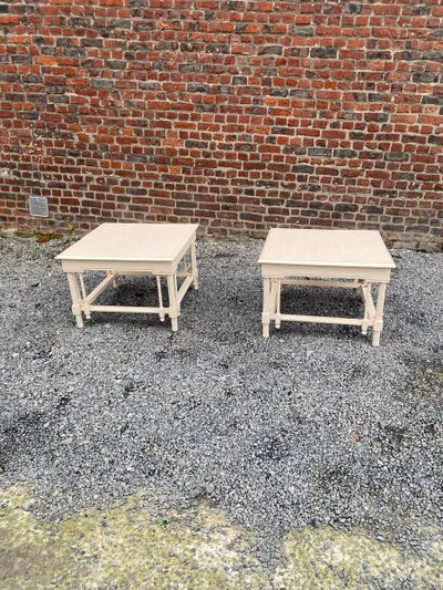 Paire De Grandes Tables d'Appoint En Bois Laqué De Style Néo Classique, Maison Et Jardin, 1970