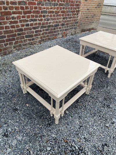 Paire De Grandes Tables d'Appoint En Bois Laqué De Style Néo Classique, Maison Et Jardin, 1970