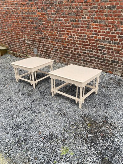 Paire De Grandes Tables d'Appoint En Bois Laqué De Style Néo Classique, Maison Et Jardin, 1970