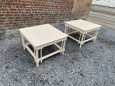 Paire De Grandes Tables d'Appoint En Bois Laqué De Style Néo Classique, Maison Et Jardin, 1970