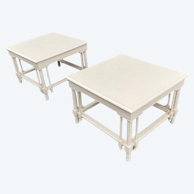 Paire De Grandes Tables d'Appoint En Bois Laqué De Style Néo Classique, Maison Et Jardin, 1970