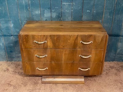 Elegante cassettiera Art Déco in palissandro e bronzo nichelato 1930 circa