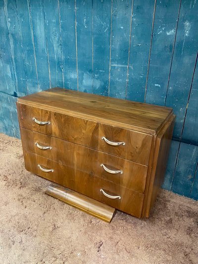 Elegante cassettiera Art Déco in palissandro e bronzo nichelato 1930 circa