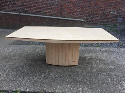 Jean Charles, Grande Table En Travertin Et Laiton Vers 1970/1980