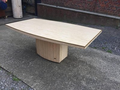Jean Charles, Grande Table En Travertin Et Laiton Vers 1970/1980