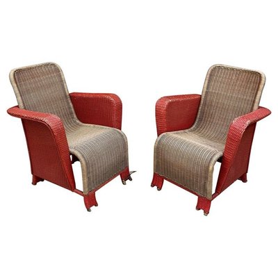 Paire De Fauteuils Art Déco En Rotin Circa 1930