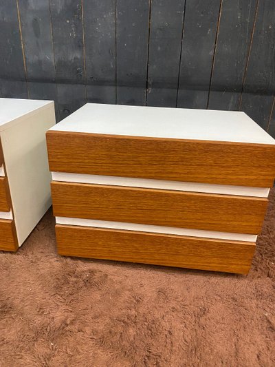 Coppia di testiere in legno laccato e palissandro 1960 circa