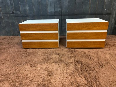Coppia di testiere in legno laccato e palissandro 1960 circa