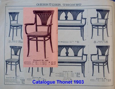 Poltrona Thonet N°221 , intarsio "bronzo" 1905, canalizzazione perfetta