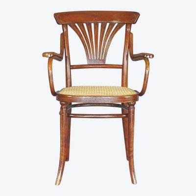 Poltrona Thonet N°221 , intarsio "bronzo" 1905, canalizzazione perfetta